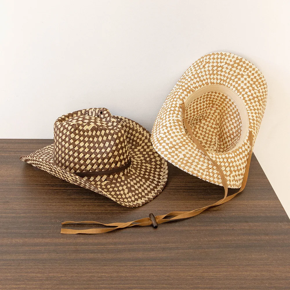 Western cowboy hat unisex hand-woven colored paper straw  display picture 3