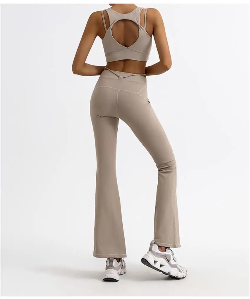 

Spicy Girl Street Fashion Sporty Style Personalized Hollow Splice Sexy Yoga High Waist Pants 2-piece Set Fitness Suit