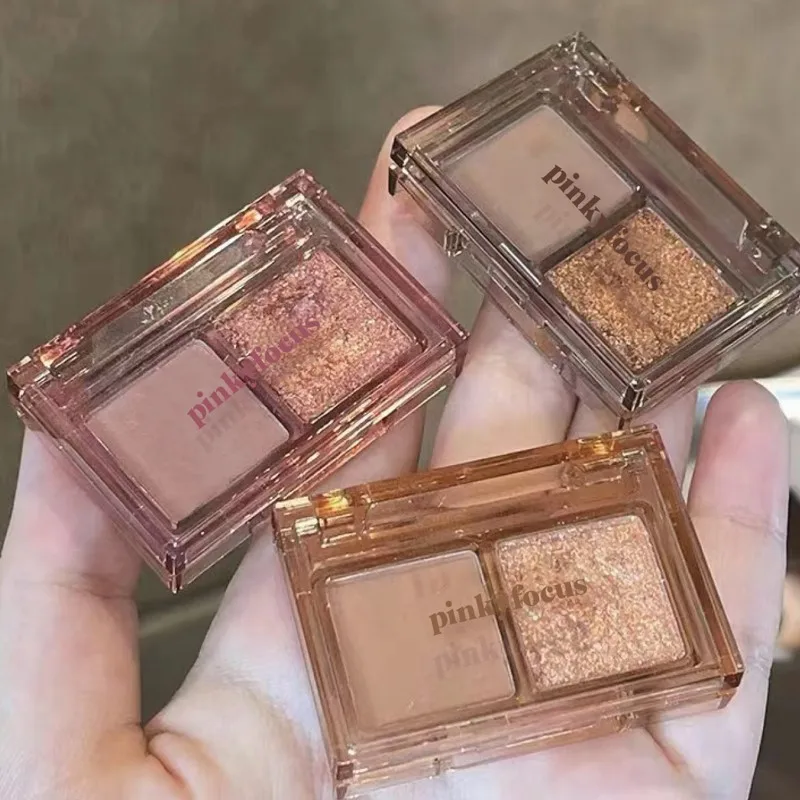 

2 Colors Eye Shadow Palette Matte Glitter Green Eyeshadow Nude Eye Shadow Pigments Shadow Professional Makeup Palette