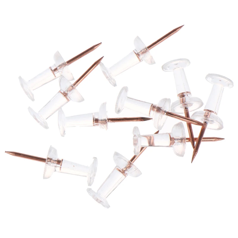 100pcs Transparent Rose Gold Push Pins Thumb Thumbtack Board Pins Drawing Photo Wall Studs Office School Supplies