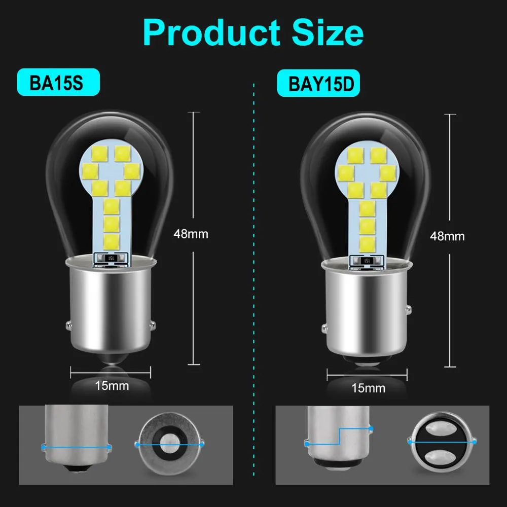  ڹ ȭƮ 1156 BA15S P21W LED 1157 BAY15D P21/5W LED  R5W R10W ڵ  õ S25 ڵ 극ũ Ʈ  12V