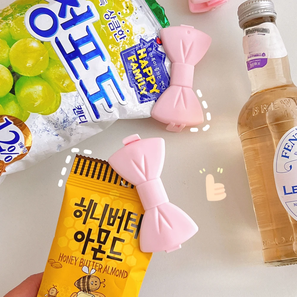 5/10PCS Cute Clip Creative Food Sealing Clip Pink Bow Plastic Bag Discharge Spout Food Moisture-proof Seal Clip Kitchen Tool 3