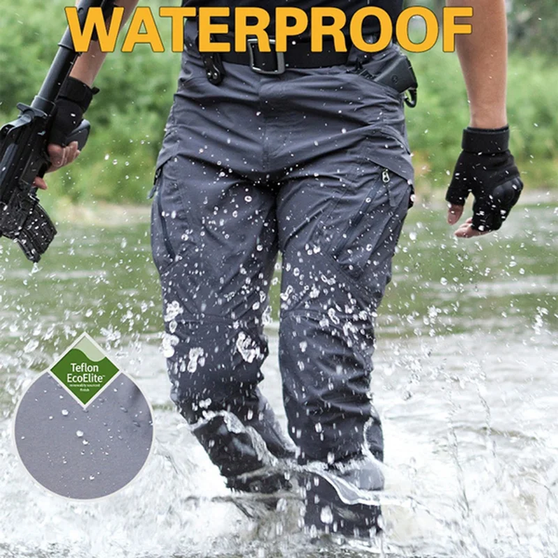 Men City Pants Cargo Trousers Multi-pocket Waterproof Wear-resistant Casual Training Overalls Clothing 2