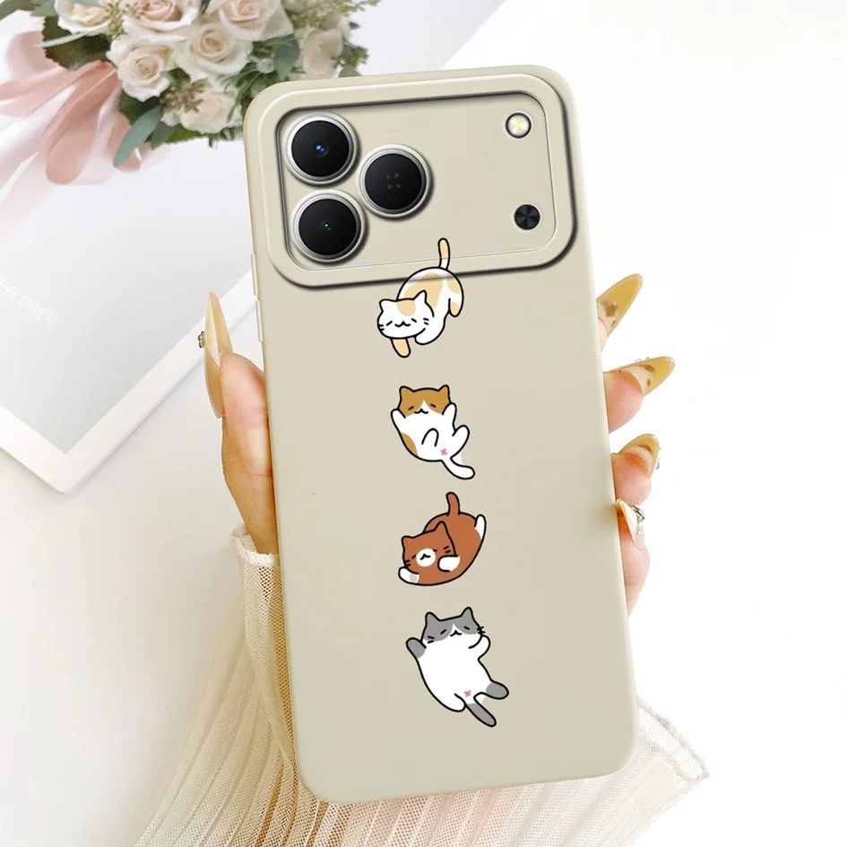 Cute Cartoon Cat Painted Soft Silicone Phone Case Cover