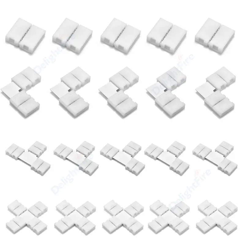 10pcs LED Strip Connector Solderless Led Extension Wire 4PIN I Shape Corner Connector For 10mm 3528 5050 RGB LED Strip Lights