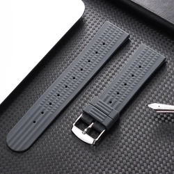 Premium Rubber Waffle Watchband - Universal Soft Silicone Strap Replacement, 20mm/22mm - 22mm (Gray)