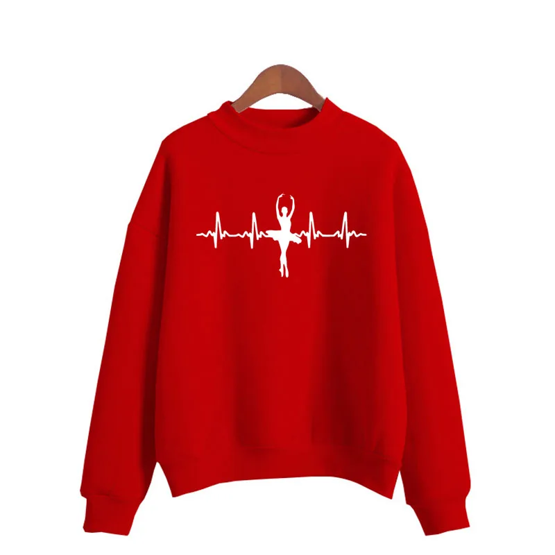 thumbnail image 1 of Sudadera con estampado de bailarina y latidos del corazón para mujer, jersey de punto con cuello redondo coreano, ropa de mujer de color caramelo para otoño e invierno, 1 of 5