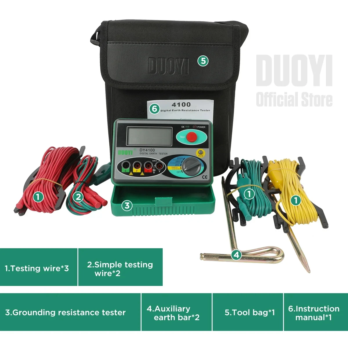 Digital Earth Ground Resistance Meter Meg-ohmmeter 0-2000 Ohm Instruments Inspection Electrician Resistance Tester DY4100