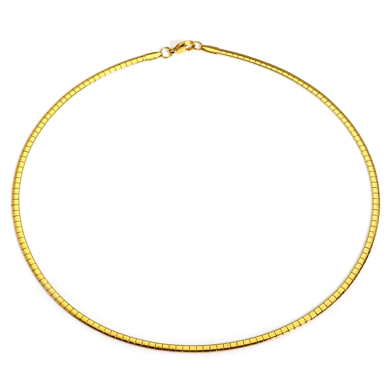 1 Piece 304 Stainless Steel Chain Collar Neck Ring Necklace For Women Men Golden/Silvery Punk Jewelry 45cm(17 6/8") Long 1