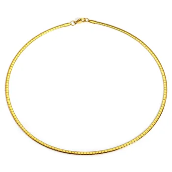 1 Piece 304 Stainless Steel  Chain Collar Neck Ring Necklace For Women Men Golden/Silvery Punk Jewelry 45cm(17 6/8") Long 1