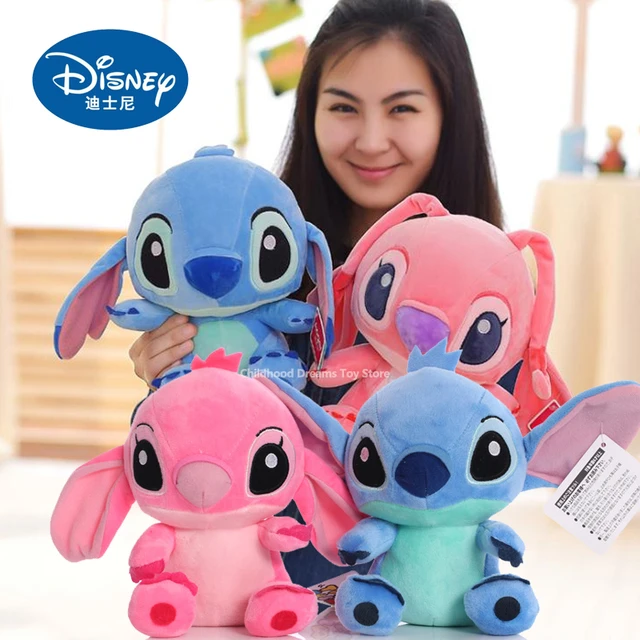 ToonTechnology Poupée en Peluche Stitch Poupée en Peluche de Dessin Animé Stitch  Peluche Jouet Cadeau d'anniversaire Et de Noël Mignonne Jouets Peluche pour  Enfant 30CM (Rose)