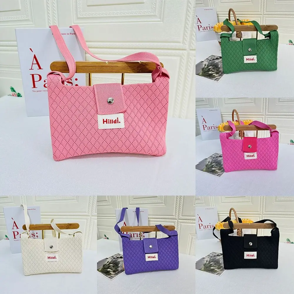 

Вязаная сумка на плечо, портативная вместительная сумка для телефона ручной работы, однотонная сумка для женщин и девушек