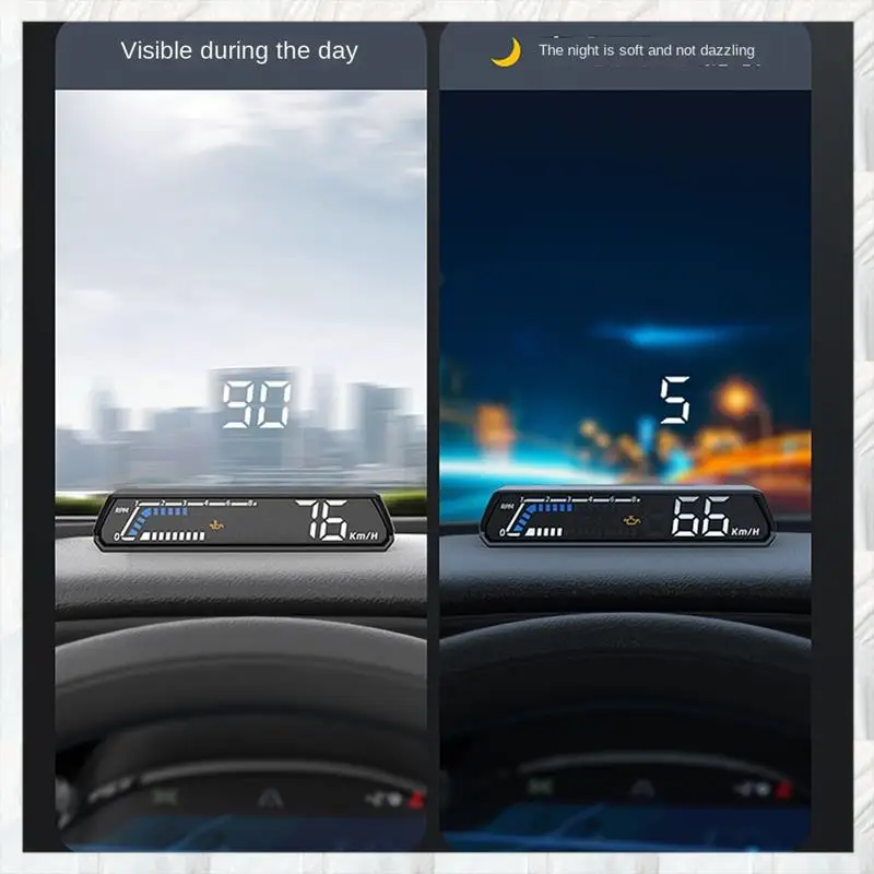 1 Piece S100 Dual Display HUD Head-Up Display Black Plastic Vehicle Instrument Transmission Oil Temperature Monitoring