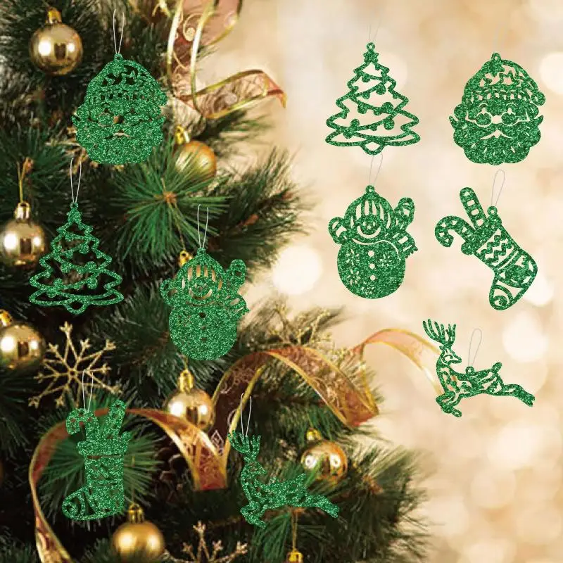 20Pcs Christmas Tree Decoration Hanging Ornaments Tree Snowman Reindeer Santa Snowflake Ornaments For New Year Winter Party