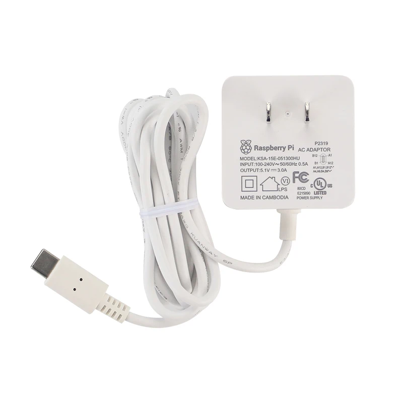 Raspberry Pi 4 Official 5.1V 3A USB-C Power Adapter - White Charger