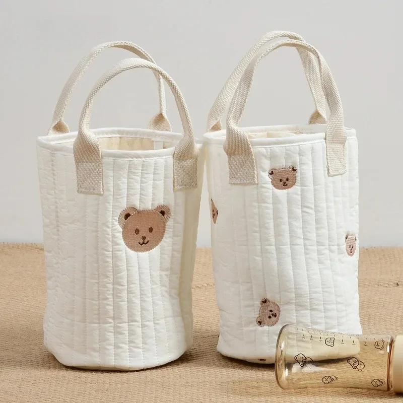 Baby Stroller Hanging Bag Diaper Bags Baby Bottle Finishing Bucket Bag Mother Baby Bags Ins Embroidery Cotton Mummy Bags Handbag