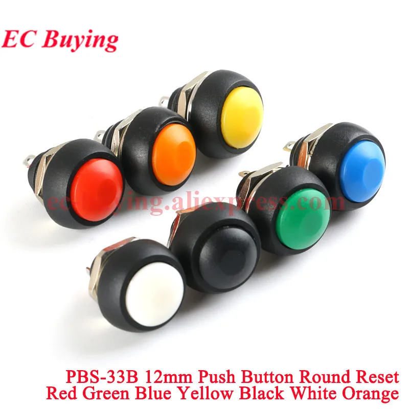 1–20 Stück PBS 33B Mini kleiner Kunststoff-Druckknopf, runder Kopf, EIN/AUS-Momentschalter, 2-polig, 12 mm, wasserdicht, Power-Reset, nicht verriegelnd
