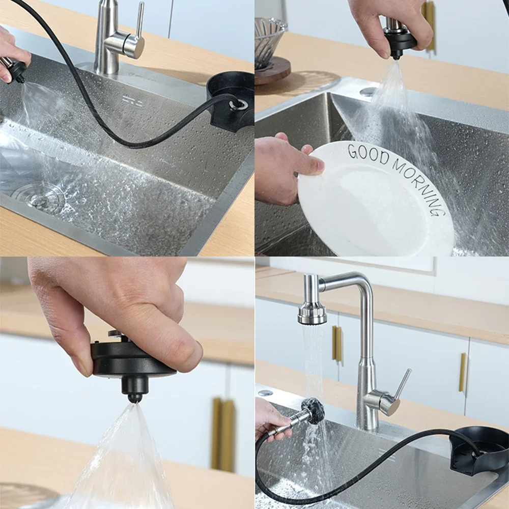 Glass Rinser for Kitchen Sink Cup washer for sink Faucet Bar Glass Rinser 360 Degree Rotating Spout with Pull-out Spray Design