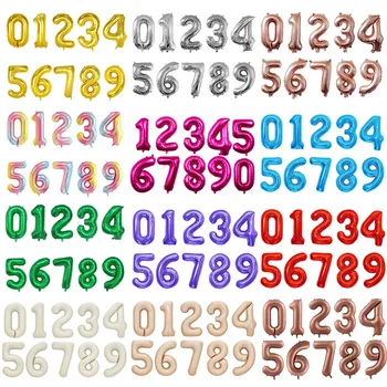 32 인치 숫자 풍선, 1 2 3 4 5 6 7 8 숫자 숫자 헬륨 호일 풍선, 베이비 샤워 생일 파티 웨딩 장식 공 용품