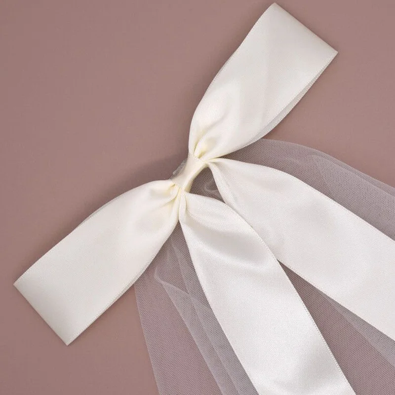 Bridal Veil With Hair Clip Cute Bow Tulle Wedding Veil for Bride Hairwear Jewelry