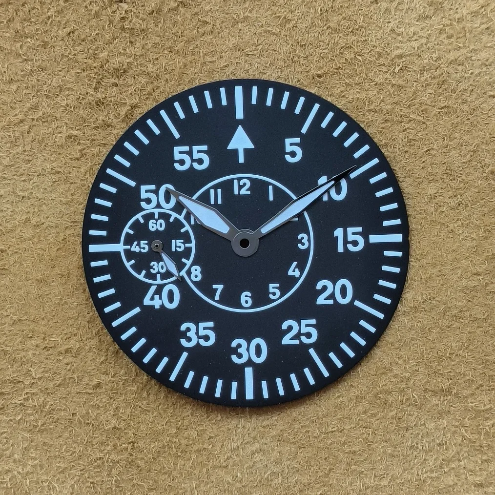 Watch accessories 38.9mm Black Watch dial second hand At 9 o'clock suitable for ETA6497 ST3600 movement Dial thickness 0.4mm
