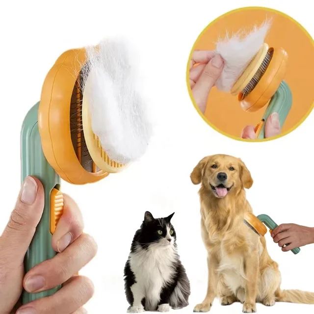 Fast Delivery Flower Pumpkin Shape Eco-Friendly Stainless Steel & ABS Pet Grooming Brush Sunflower Cute Hair Cleaner Comb 1