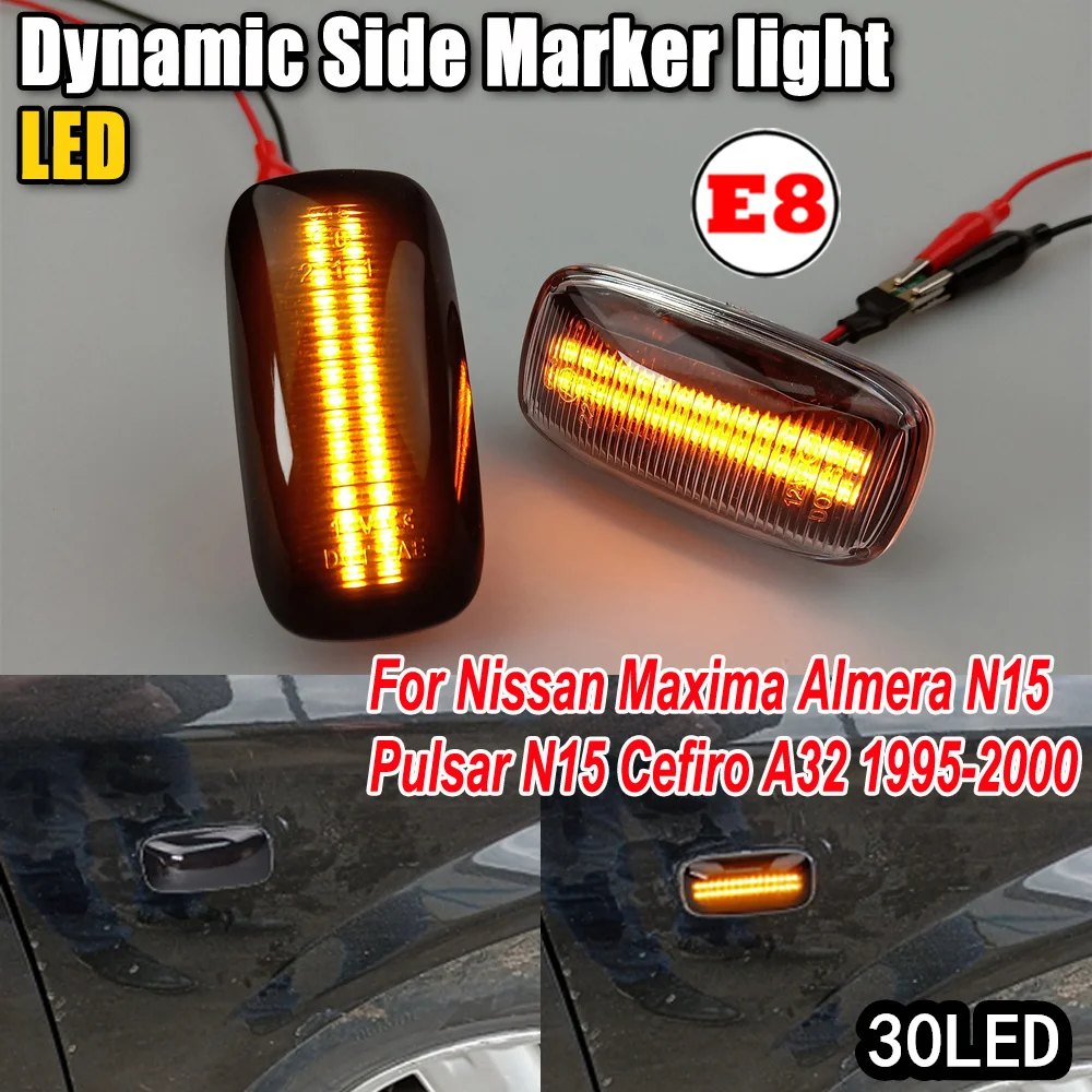 

2PCS LED Dynamic Turn Signal Light Side Marker Sequential Indicator For Nissan Maxima Almera Pulsar N15 Cefiro A32 1995-2000