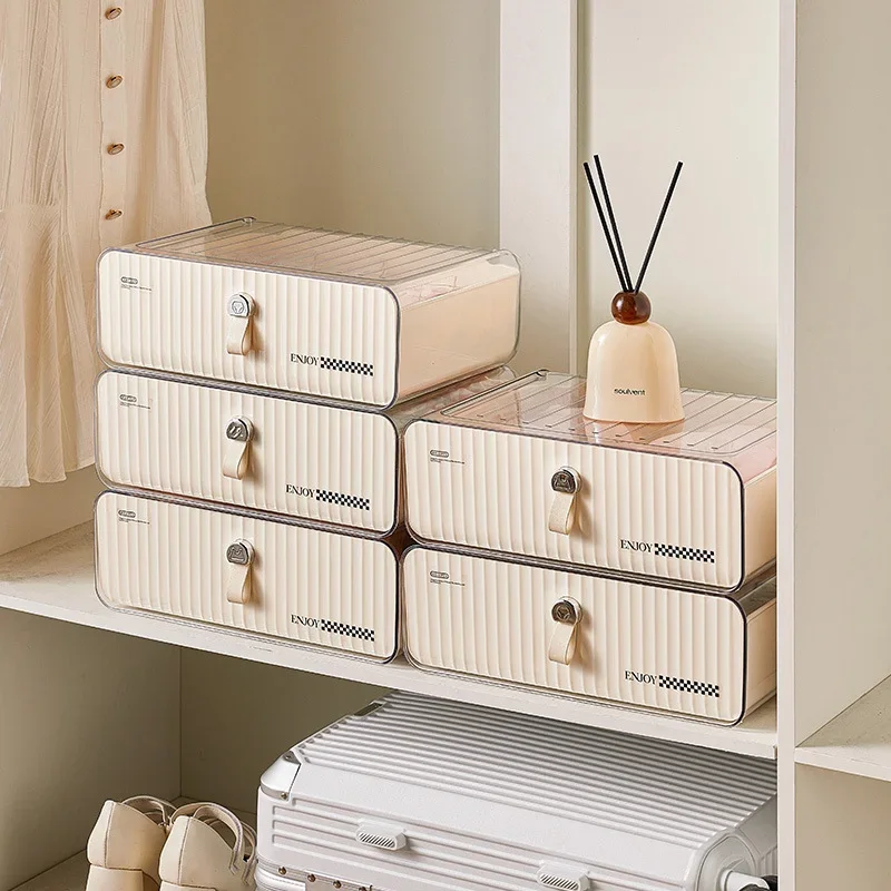 1PC Cream Wind Drawer Style Underwear Storage Box Separator Organizer Cabinet Three-in-one Underwear Underwear Organizer Box