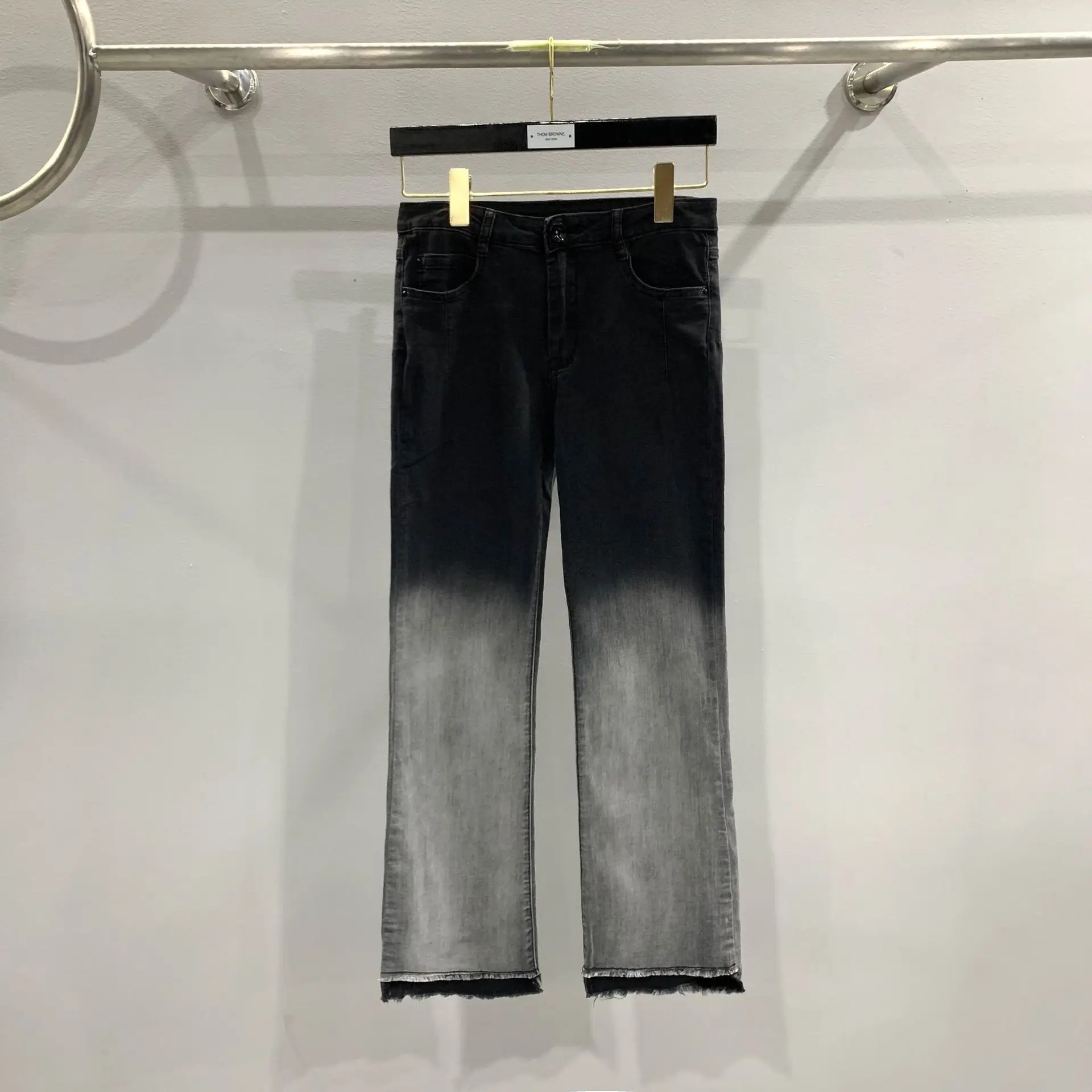 

Autumn Rick Autumn Y2k Women Clothes Stylish Pants Ro Owens Washed Crafted Black Gray Gradient Jeans