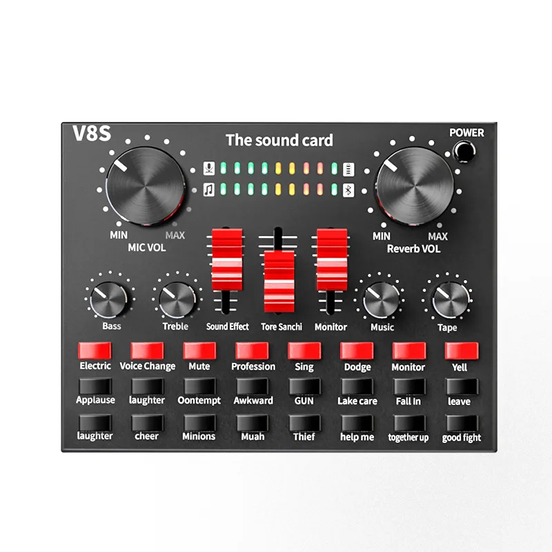 클리어 외장 USB V8s 휴대폰 마이크, 웹캐스트 라이브 사운드 카드, 모바일 컴퓨터 오디오 인터페이스용