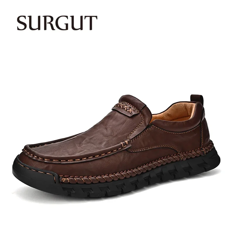 

SURGUT Brand 2024 New Fashion PU Leather Men Flat Shoes Moccasins Men Loafers Driving Shoes Casual Walk Shoes Size 46