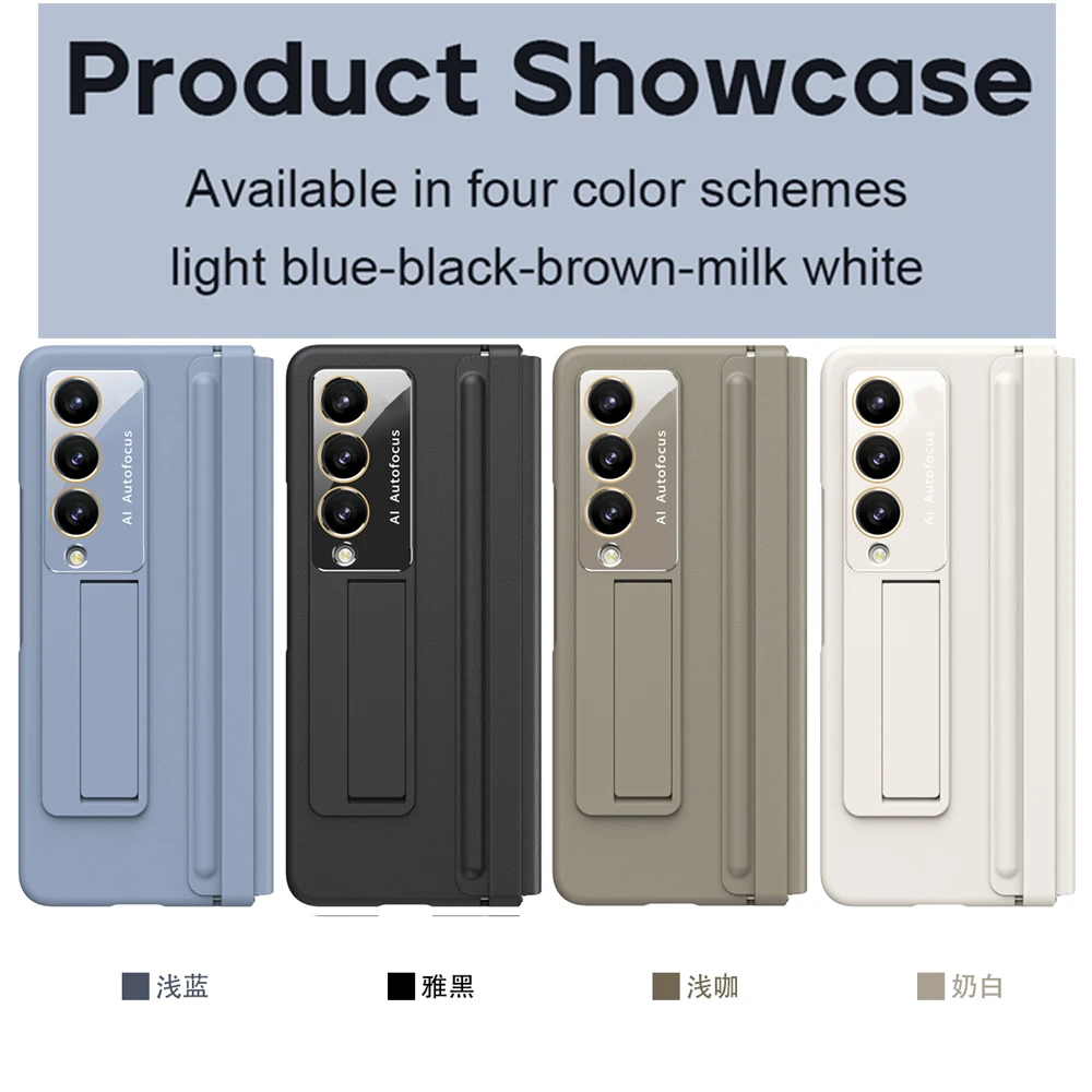 

Защитный чехол из искусственной кожи на шарнирах для мобильного телефона Samsung Galaxy Z Fold 5 4 с сенсорной ручкой Защитная пленка с подставкой