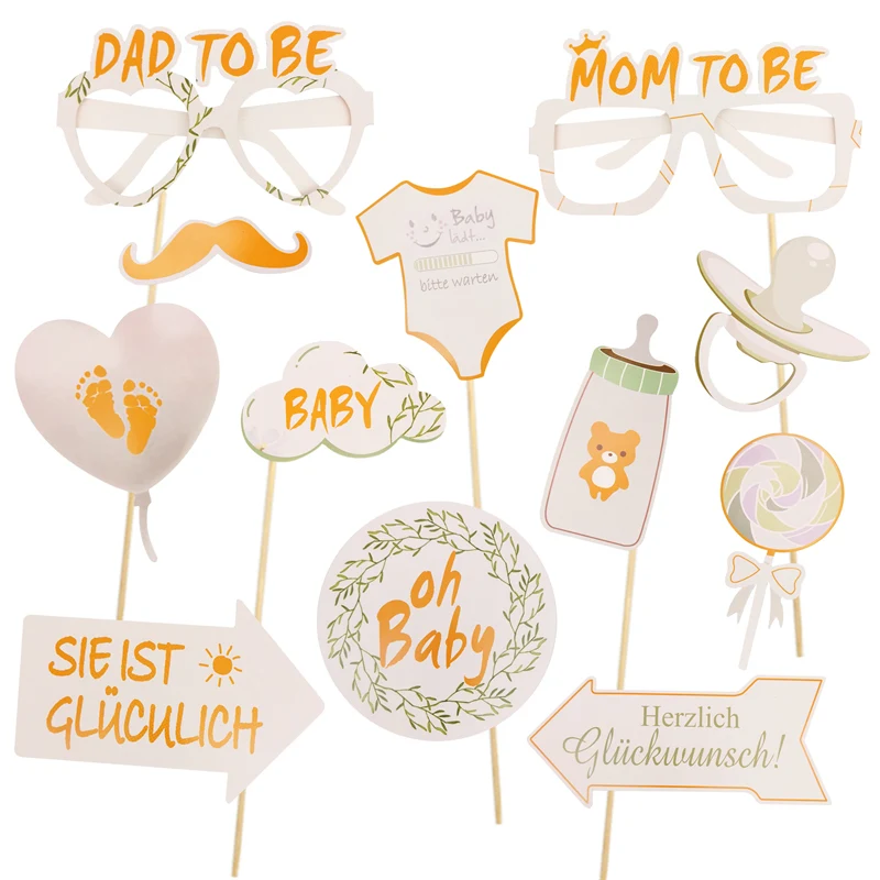 

12pcs/lot Oh baby photo booth props mom to be dad to be photo props baby shower party decorarion kids 1st birthday props