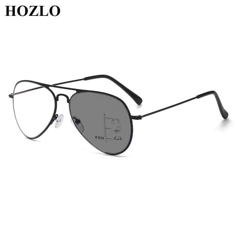 

Men Blue Light Blocking Photochromic Progressive Pilot Reading Sunglasses Male Look Near Far Presbyopia Hyperopia Dark Glasses