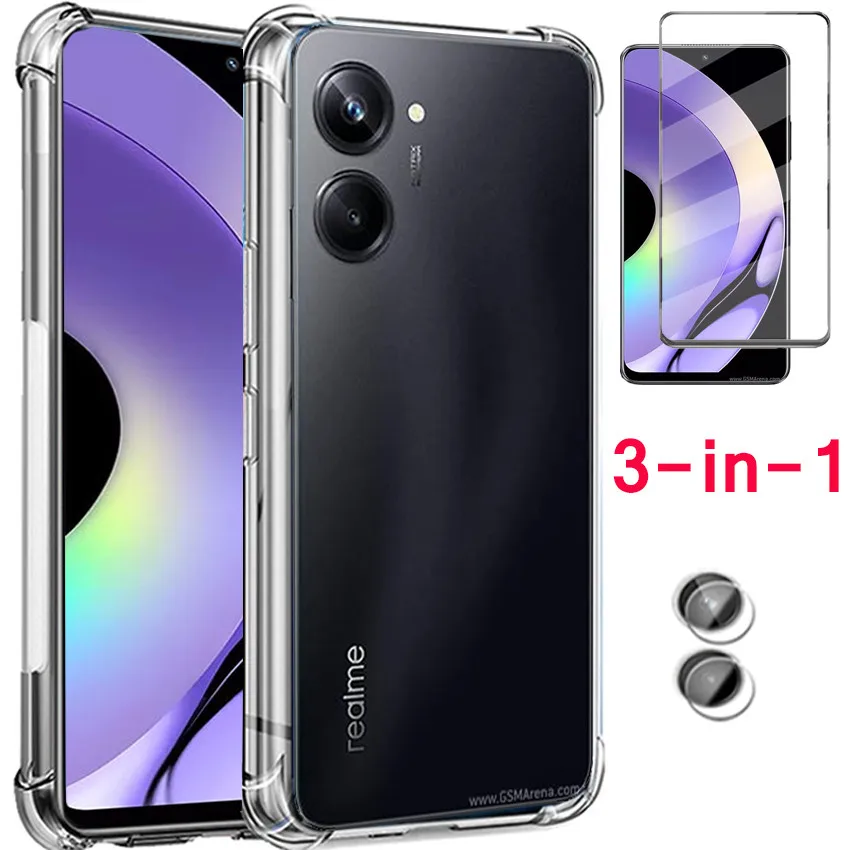 Realme 10 Pro Caso Per Realme 10 Caso + Vetro Temperato Realmi 10 Pro Silicone Trasparente Casi Realme10 Pro Antiurto Copertura Realme 10Pro Tpu Coper