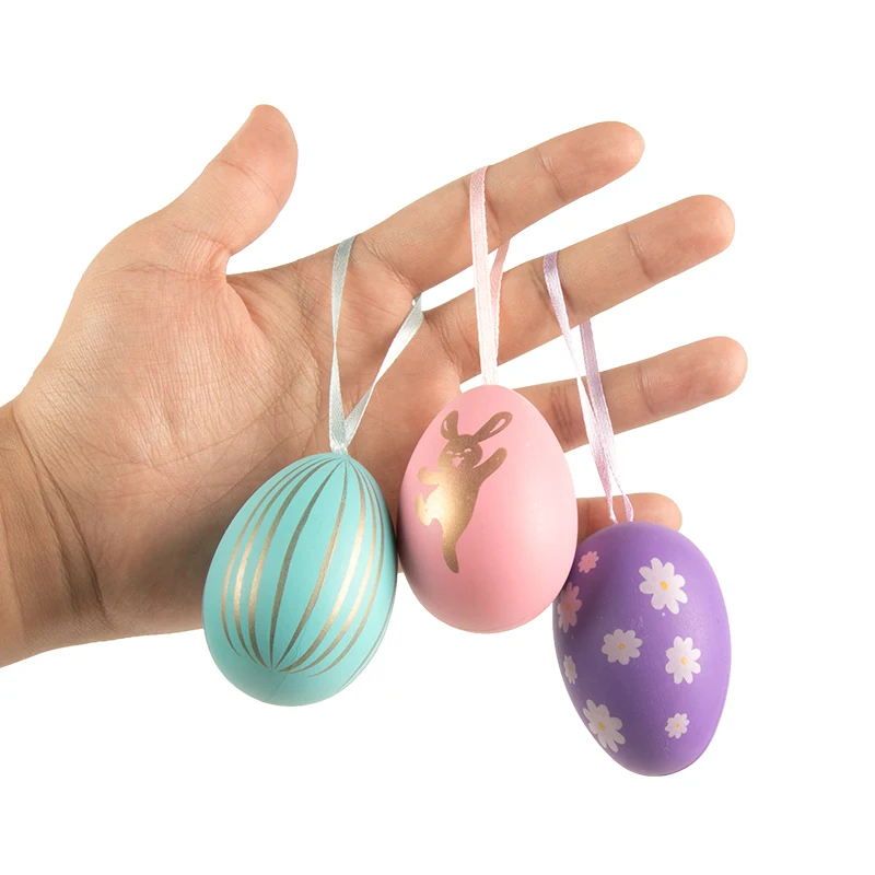 12pcs Easter Decoration Hanging Easter Decorations Hanging Plastic Easter Eggs Indoor Outdoor Decor Ornaments Kids Gift Favors
