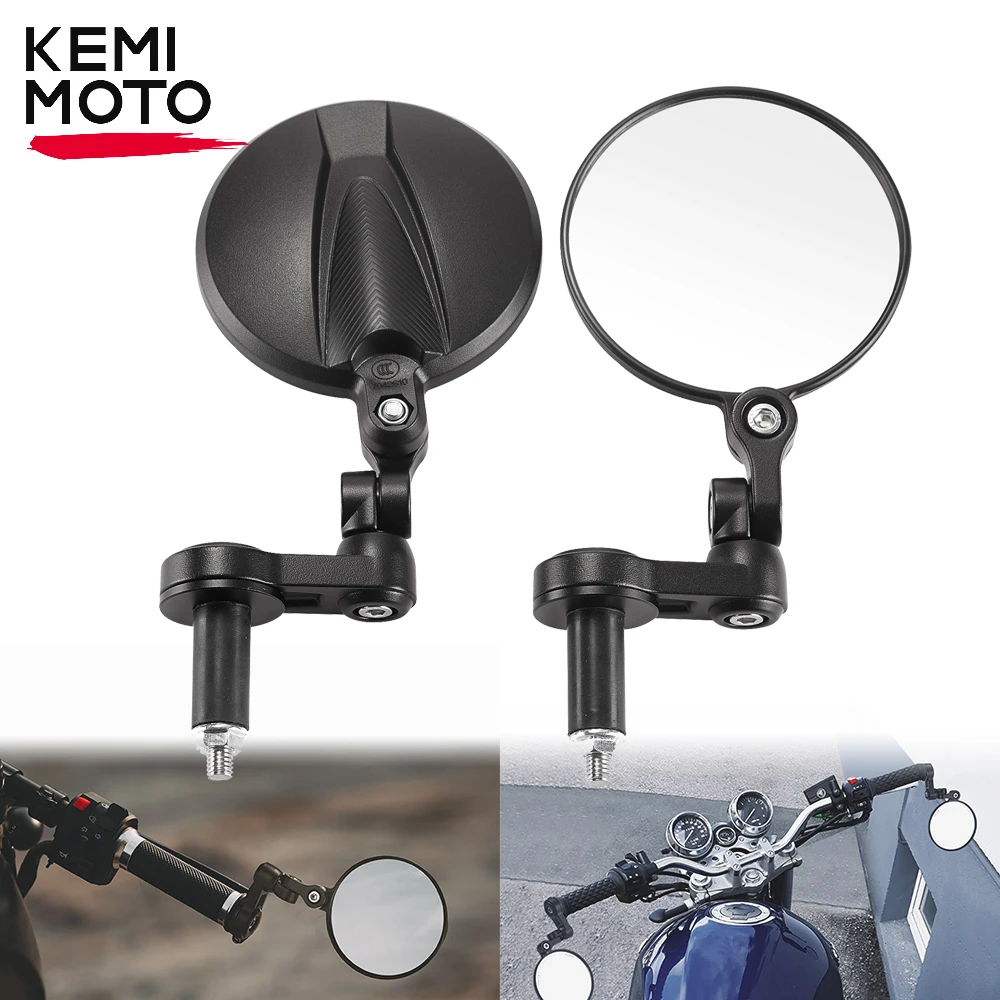 KEMIMOTOMotorcycleMirror10CMRoundEmarkHandlebarEndMirrorswith