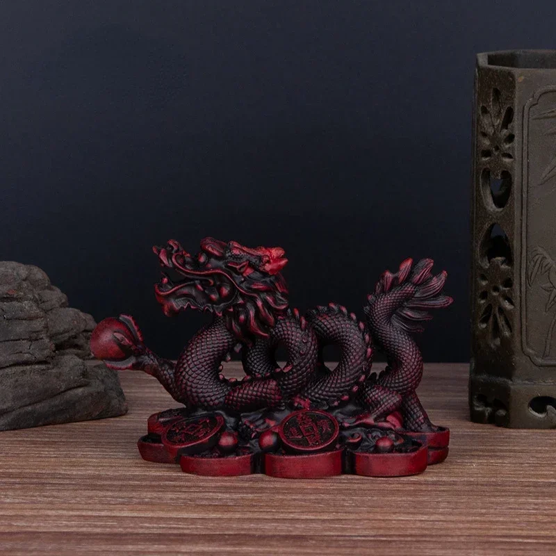 Chinese Auspicious Money Dragon Statuette  Resin Sculpture Feng Shui Decoration Home Living Room Bedroom Office Figurines
