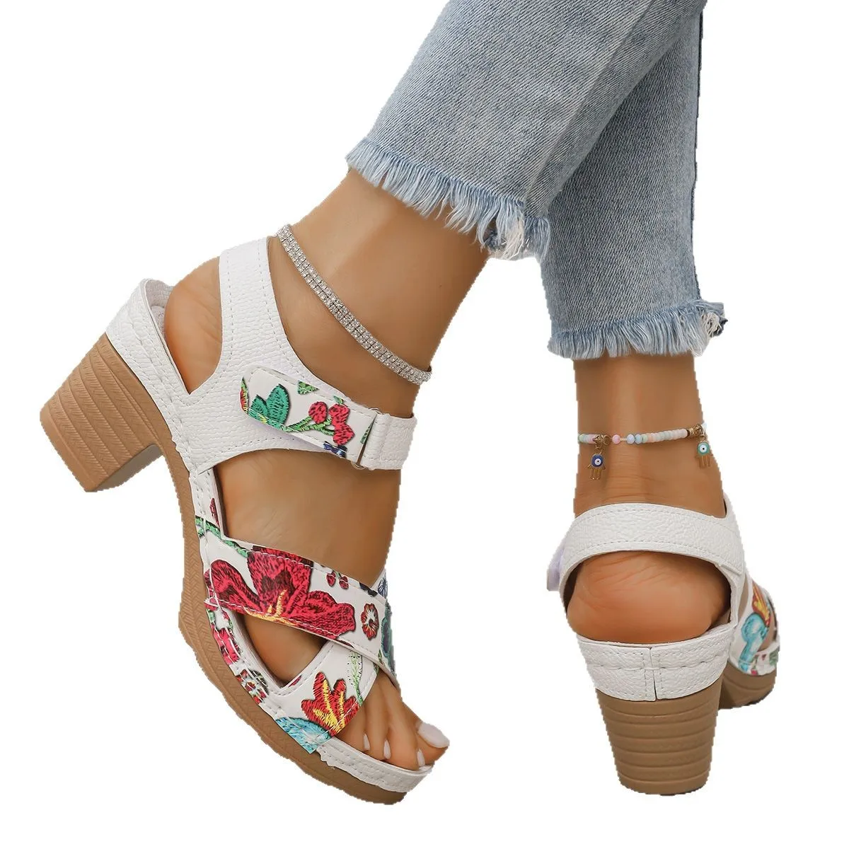 Women Platform High Heels Sandals Summer Dress Chunky Open Toe Shoes for Women New Designer Brand Slingback Sandals Female