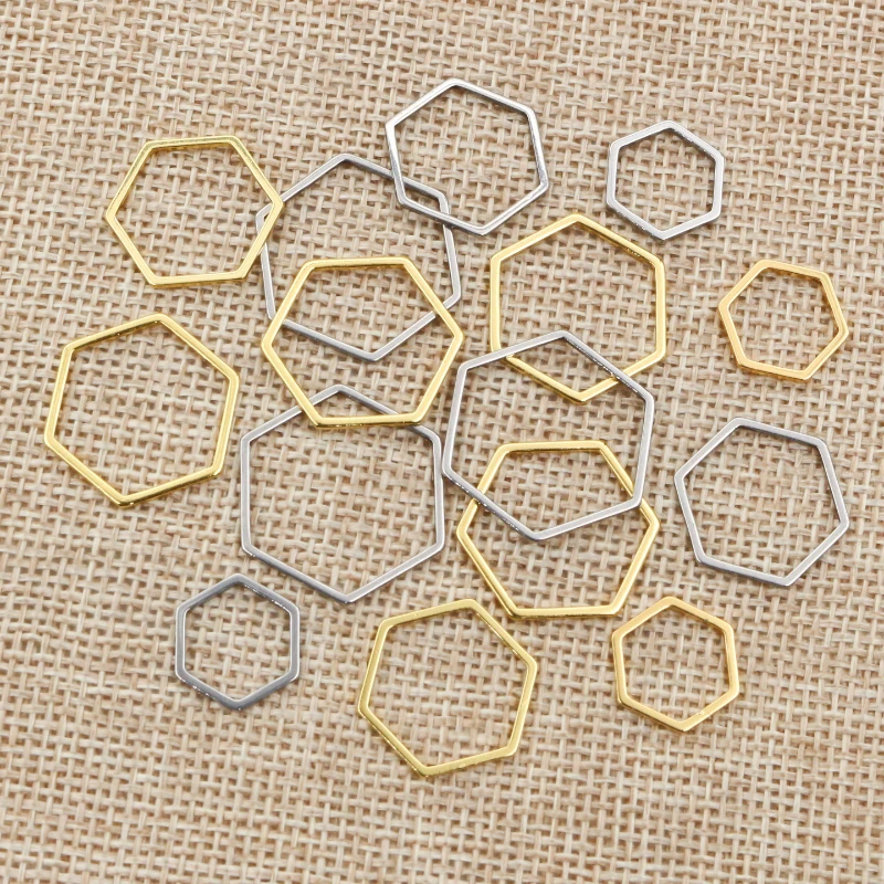 20pcs 3 Größe Polygon Charme Gold Edelstahl Anhänger Öffnen Blenden Hohl Gedrückt Harz Rahmen Form Lünette DIY Schmuck, der