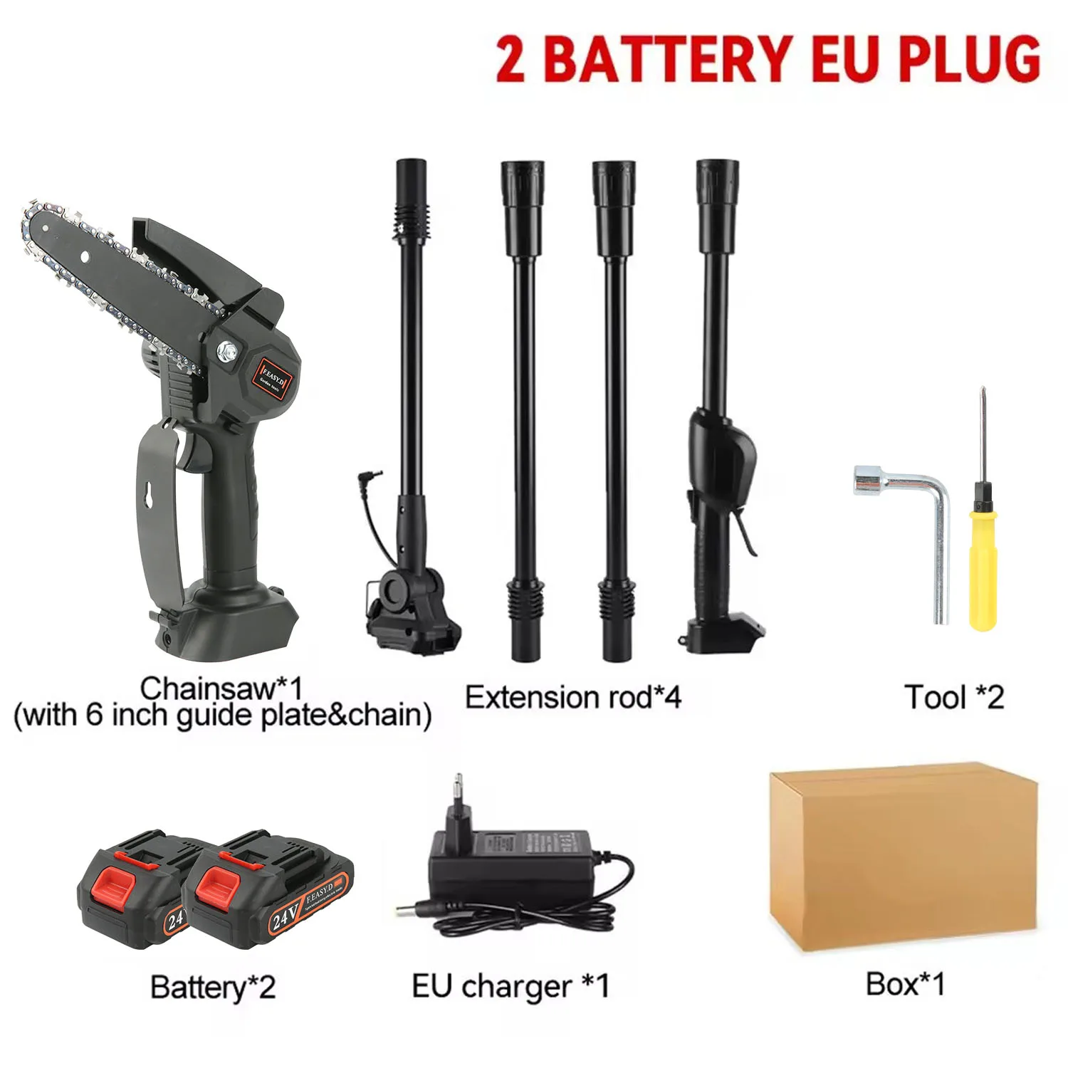 24 V kabellose Teleskopstange, elektrische Kettensäge, kabellos, hohe Astsäge, Hausgarten, Outdoor, Beschneidungswerkzeug für Makita-Akku – Detail 22
