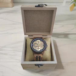 Luxury Men's Chronograph Wooden Wristwatch - Premium Handcrafted Gift (Ebony with box)