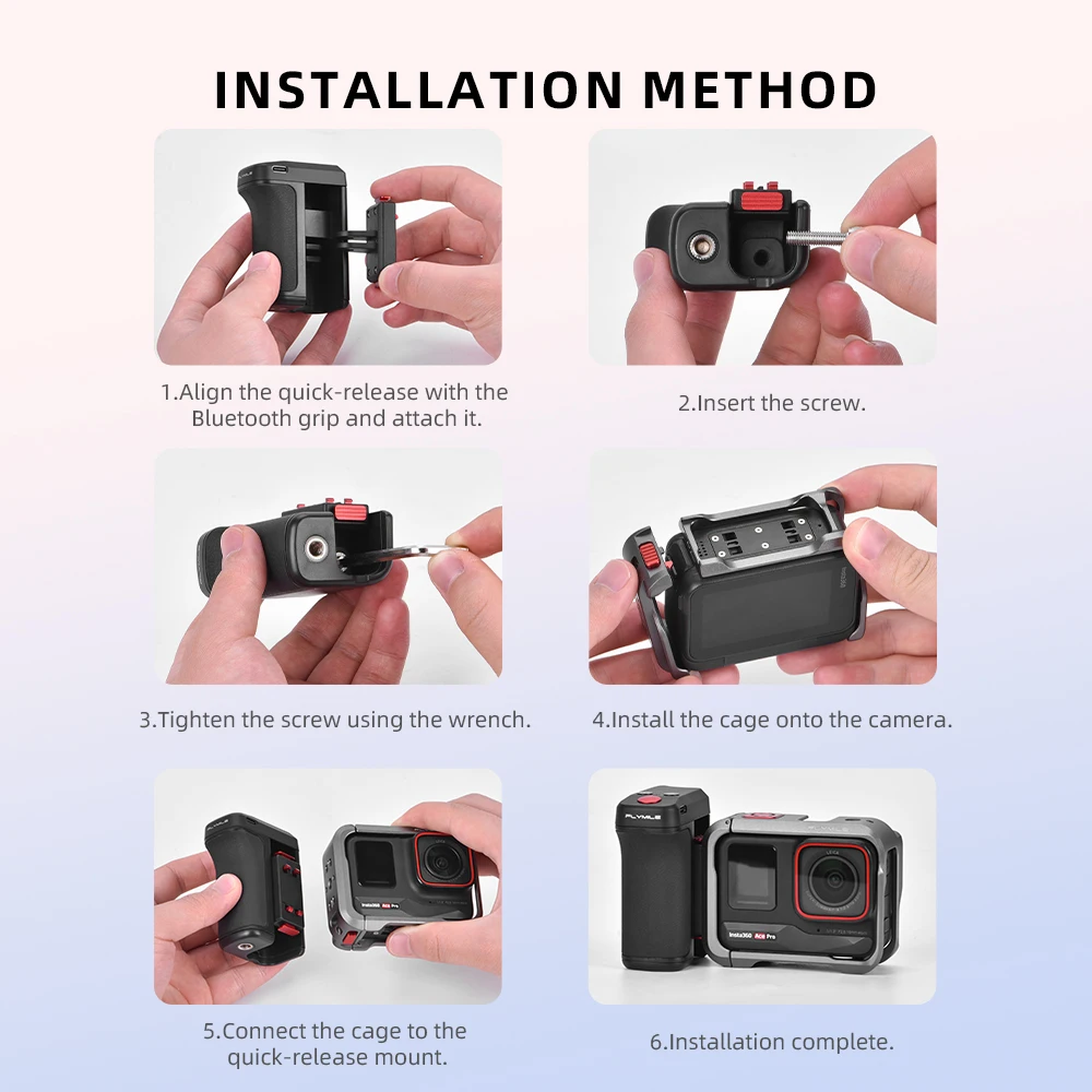 Bluetooth-Steuerungs-Street-Grip-Halterung für DJI Action 6/5 Pro/4, Insta360 X5, ACE PRO 2 Kamera, Xplorer-Griff mit Auslöseknopf – Detail 15