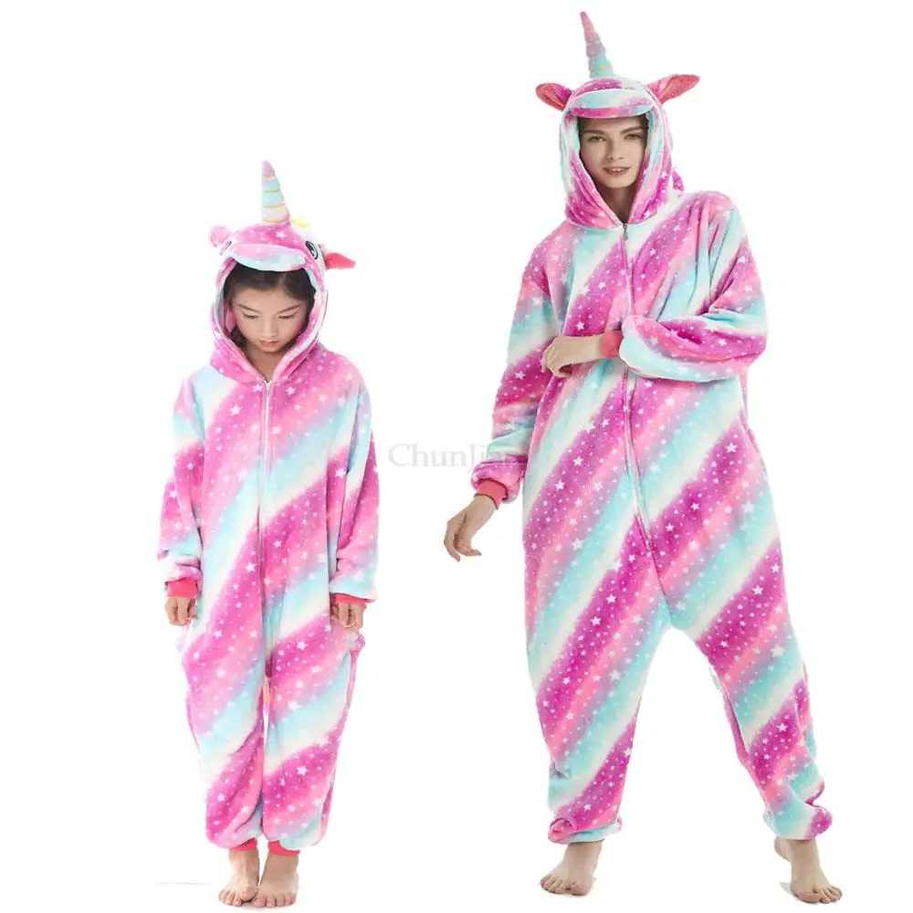 Winter Kigurumi Dinosaur Unicorn Animal Pajamas for Adult Unisex Kigurumi Pajamas Unicornio Pijamas for Women Men's Sleepwear