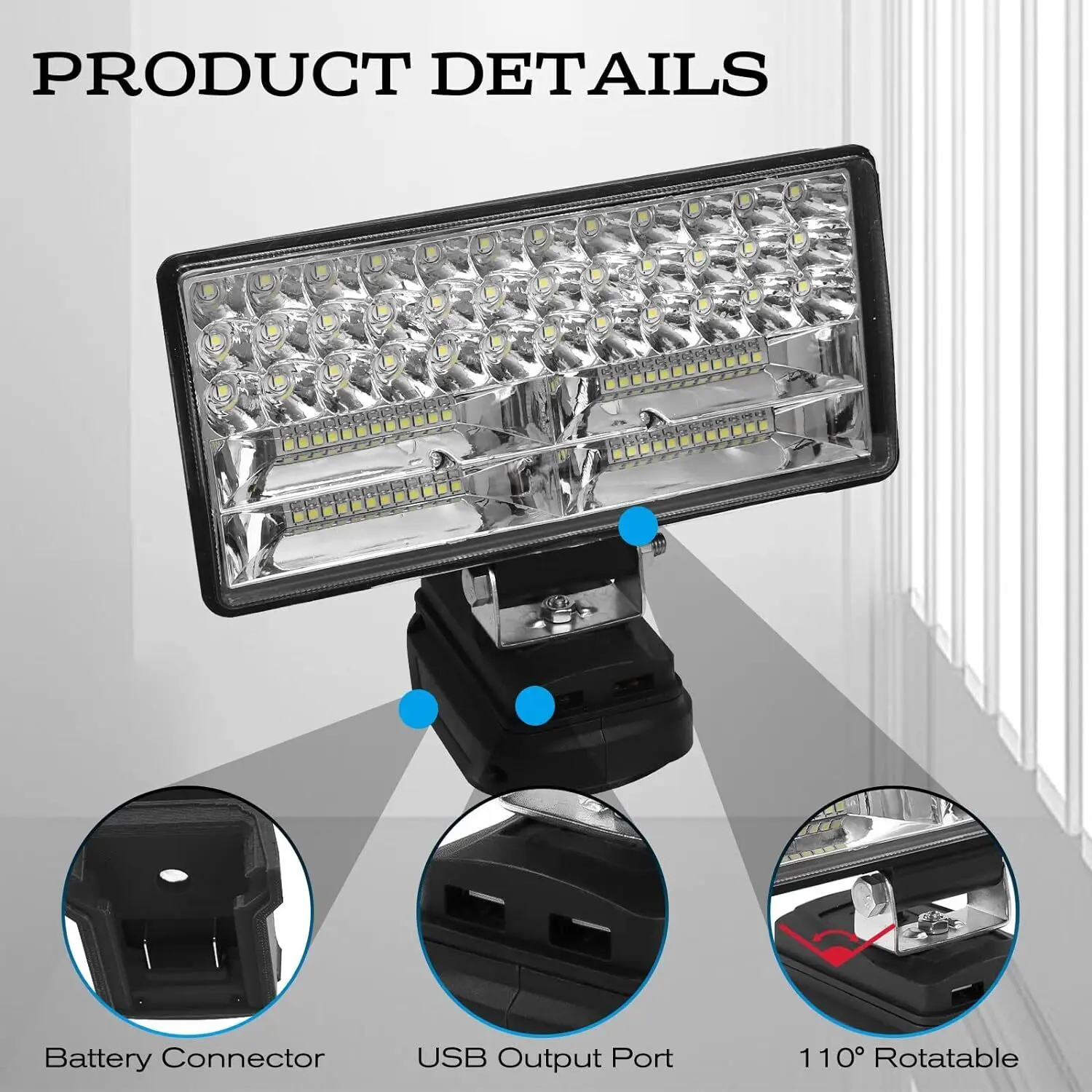 LED Work Lights Flashlight Electric Torch Spotlight Car Lamp for Makita 18V Li-ion Battery Adapter BL1815 BL1830 USB Power Bank led flashlight led work light work light