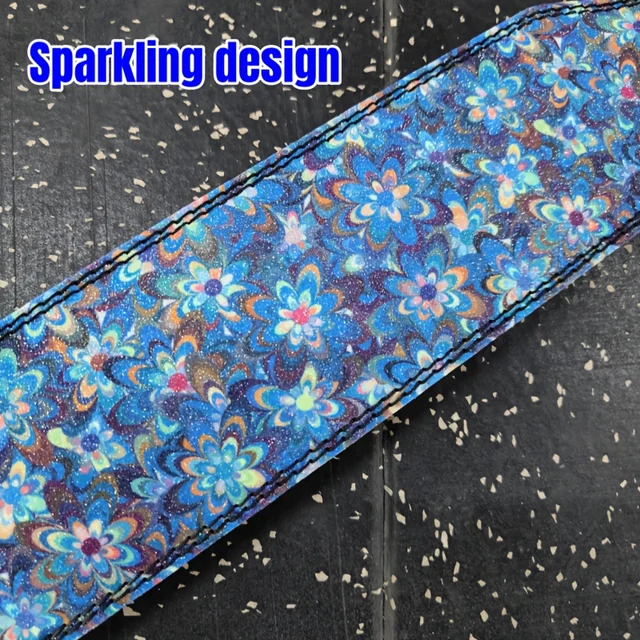 Lady Gym Weightlifting Belt with Blue Sparkling Flowers Female Powerlifting Belt Suitable for Women Lover Girlfriend Gym Belt 6