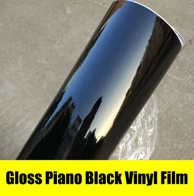 Ultra Gloss PET Piano Black Vinyl Wrap Film Sticker Glossy Black Self Adhesive  Vinyl Bubble Free Console Computer Laptop Skin - AliExpress