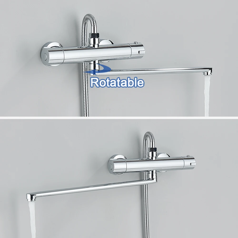 Thermostatic Shower Faucet Mixing Valve Thermostatic Faucets Shower Bathroom Combination Water mixer Bathtub Faucet with handle 4