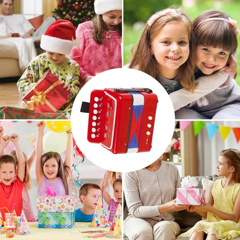 Kids Accordion Toy Instrument Toy Button Accordion For Kids Portable 7 Keys Button Small For Beginners Boys And Girls Kids Accordion Toy