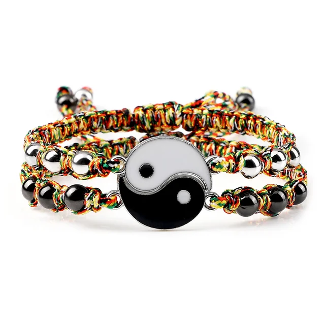Bracelet tressé Dragon Tai Chi Gossip pour femmes et hommes, meilleurs amis, réglable, Yin Yang, bijoux de Couple à la mode, 2 pièces/ensemble